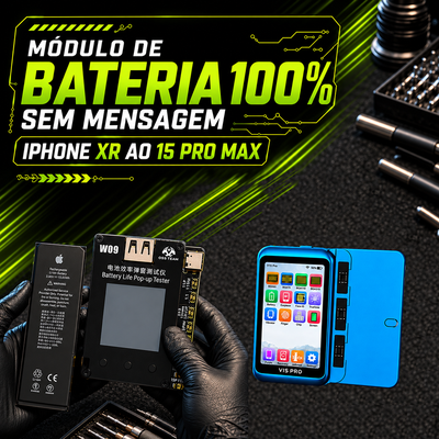 Módulo Bateria 100% sem mensagem do iPhone XR ao 15 Pro Max